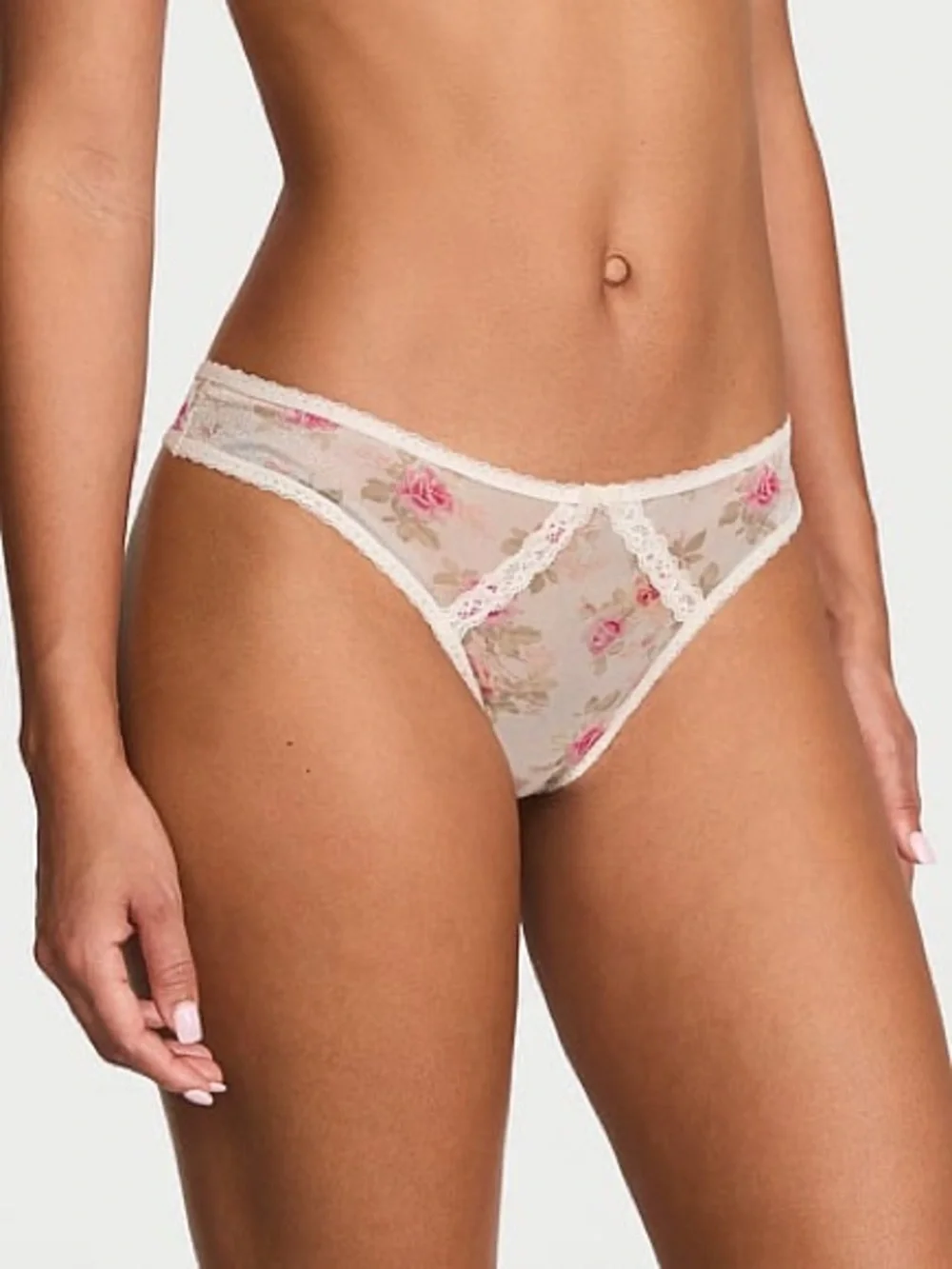New VS DREAM ANGELS Sheer Shimmer Lace-Trim Panty S